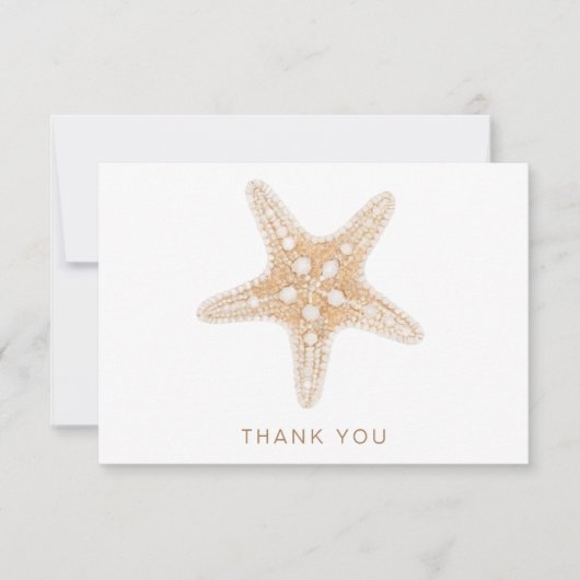 Aangepaste naam Starfish White en Gold Bedankkaart (Voorkant)