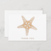 Aangepaste naam Starfish White en Gold Bedankkaart (Voorkant / Achterkant)