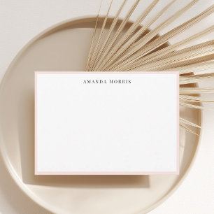 Aangepaste naam Stationery Chic Modern Blush Pink Notitiekaartje