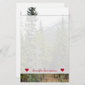 Aangepaste naam + Stationery Forest and Mountain S Briefpapier (Voorkant / Achterkant)