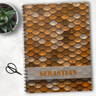 Aangepaste naam Steampunk Metallic Bronze Scales Notitieboek