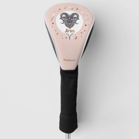 Aangepaste naam sterrenbeeld Ram Golfheadcover (Voorkant)