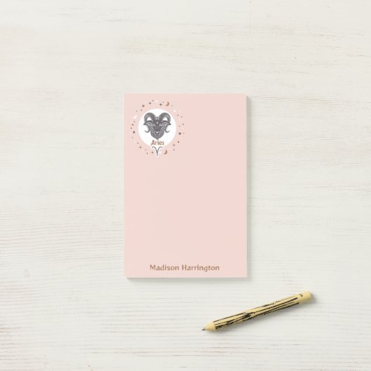 Aangepaste naam sterrenbeeld Ram Post-it® Notes (Op bureau)