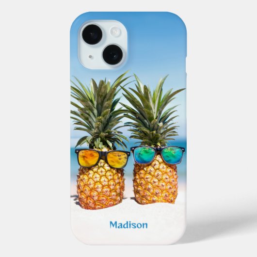 Aangepaste naam Strand Ananas Case-Mate iPhone Case (Achterkant)