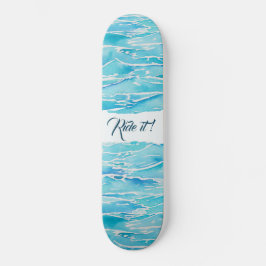 Aangepaste naam strand Waterverf Beach Waves Skateboard