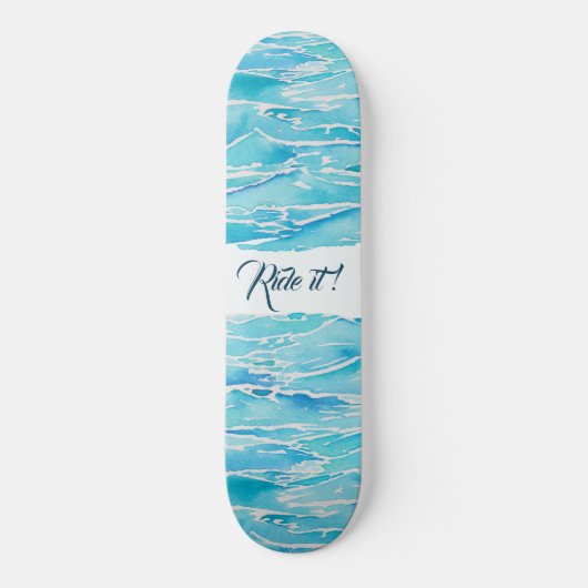 Aangepaste naam strand Waterverf Beach Waves Skateboard (Voorkant)