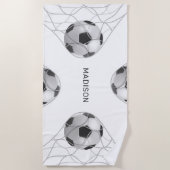 Aangepaste naam strandhanddoek Soccer Goals Strandlaken (Voorkant)