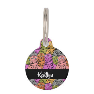 Aangepaste naam streep katjes huisdierpenning