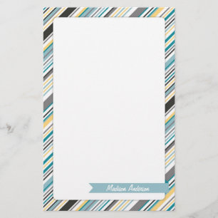 Aangepaste naam Stripe Stationery Briefpapier