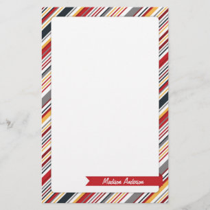 Aangepaste naam Stripe Stationery Red Briefpapier