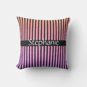 Aangepaste naam Stripes Black Roos Gold Pink Glitt Buitenkussen