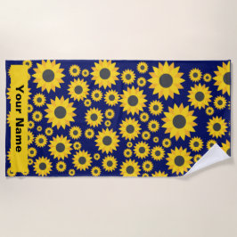 Aangepaste naam Sunflower Pattern Summer Beach Tow Strandlaken