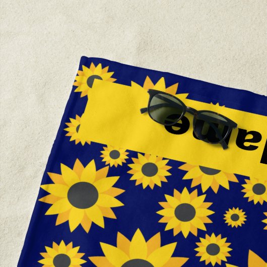 Aangepaste naam Sunflower Pattern Summer Beach Tow Strandlaken (In situ)