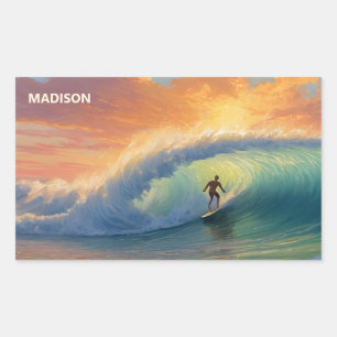 Aangepaste naam Surfen Rechthoekige Sticker