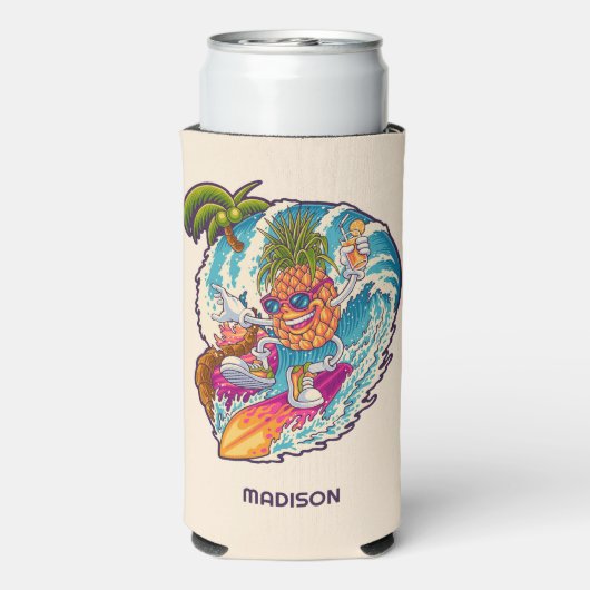Aangepaste naam Surfende ananas (Seltzer Achterkant)