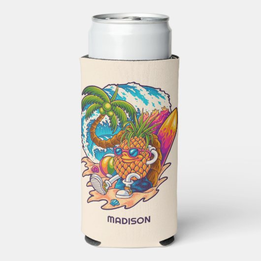 Aangepaste naam Surfende ananas (Seltzer Achterkant)