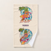 Aangepaste naam Surfende ananas Bad Handdoek (Handdoek)