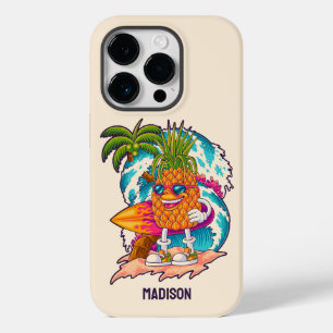 Aangepaste naam Surfende ananas Case-Mate iPhone 14 Pro Hoesje