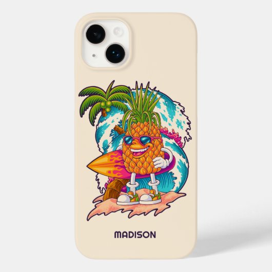 Aangepaste naam Surfende ananas Case-Mate iPhone Case (Achterkant)