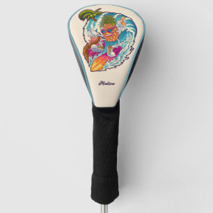Aangepaste naam Surfende ananas Golfheadcover