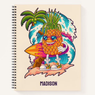 Aangepaste naam Surfende ananas Notitieboek
