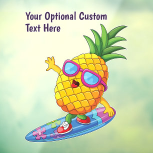 Aangepaste naam Surfende ananas Raamsticker