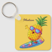 Aangepaste naam Surfende ananas Sleutelhanger (Voorkant)