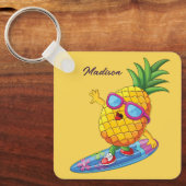 Aangepaste naam Surfende ananas Sleutelhanger (Voorkant)