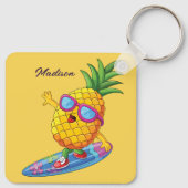 Aangepaste naam Surfende ananas Sleutelhanger (Achterkant)