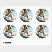 Aangepaste naam Surfhond Ronde Sticker (Vel)