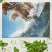 Aangepaste naam Surfhond Theedoek (Gevouwen)