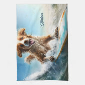 Aangepaste naam Surfhond Theedoek (Verticaal)