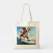 Aangepaste naam Surfhond Tote Bag (Achterkant)