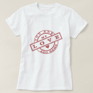 Aangepaste naam T-Shirt Gift met Love Text Stamp