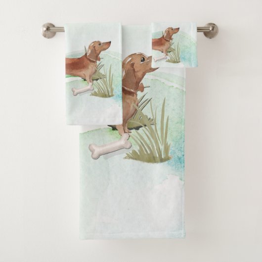 Aangepaste naam Tan Dachshund Pet Dog Bad Handdoek (Insitu)
