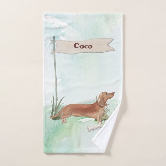 Aangepaste naam Tan Dachshund Pet Dog Bad Handdoek (Handdoek)