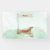 Aangepaste naam Tan Dachshund Pet Dog Spandoek (Horizontaal)