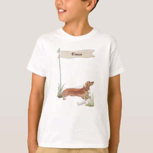 Aangepaste naam Tan Dachshund Pet Dog T-shirt