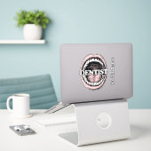 Aangepaste naam Tandarts sticker (Laptop op bureau)
