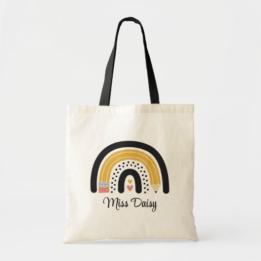 Aangepaste naam Teacher Rainbow Canvas tas (Voorkant)