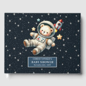 Aangepaste naam Teddy Bear Astronaut Boy Baby show Gastenboek (Voorkant)