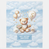 Aangepaste naam teddybeer deken voor 5e verjaardag (Voorkant)