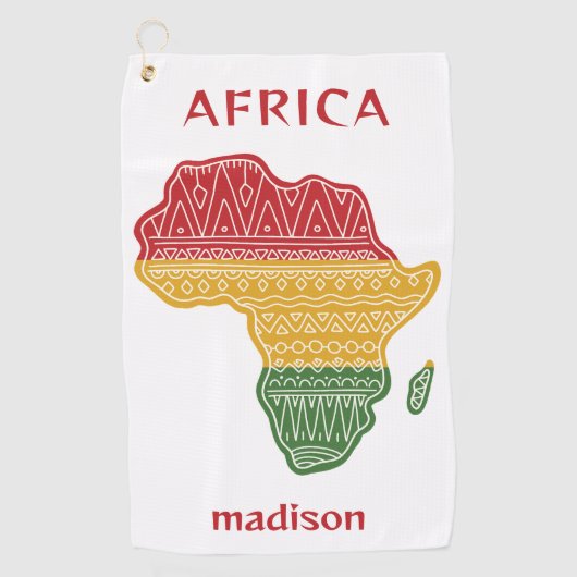 Aangepaste naam & tekst Afrika Golfhanddoek (Voorkant)