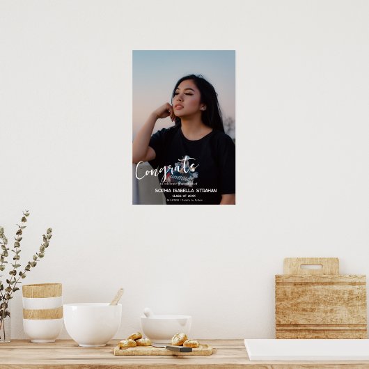 Aangepaste Naam Tekst Afstuderen Poster Afdrukken (Keuken)
