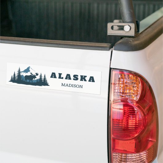 Aangepaste naam & tekst ALASKA Bumpersticker (Op Truck)