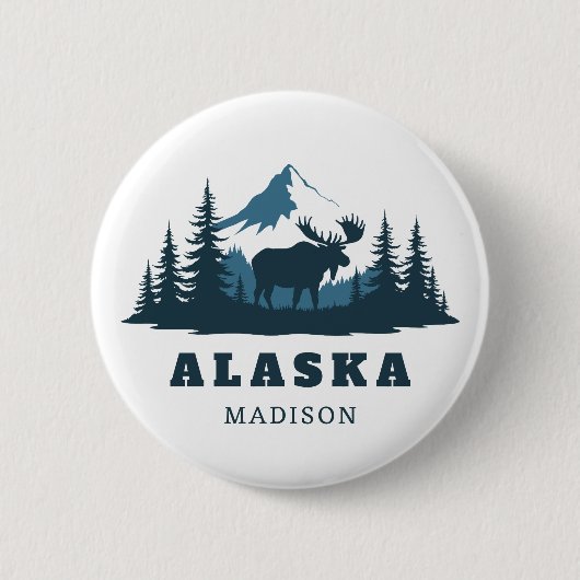 Aangepaste naam & tekst ALASKA Ronde Button 5,7 Cm (Voorkant)
