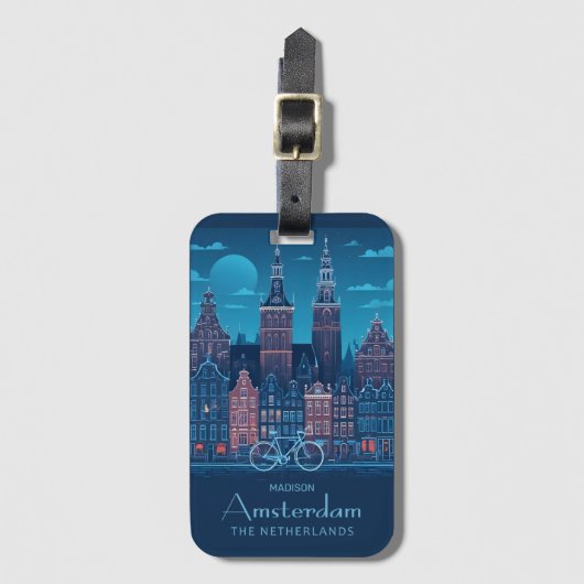 Aangepaste naam / tekst Amsterdam Bagagelabel (Voorkant (verticaal))
