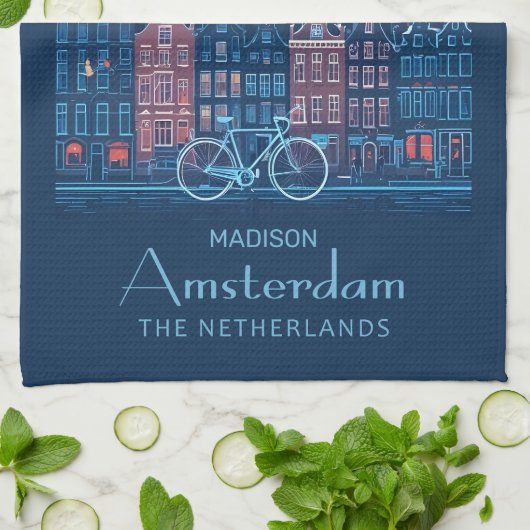 Aangepaste naam / tekst Amsterdam Theedoek (Gevouwen)