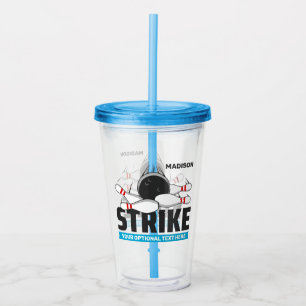 Aangepaste naam & tekst Bowling Strike Acryl Drinkbeker