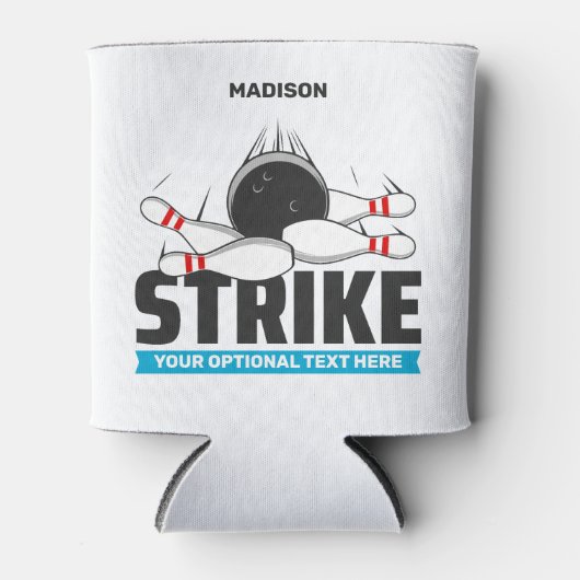 Aangepaste naam & tekst Bowling Strike Blikjeskoeler (Voorkant)